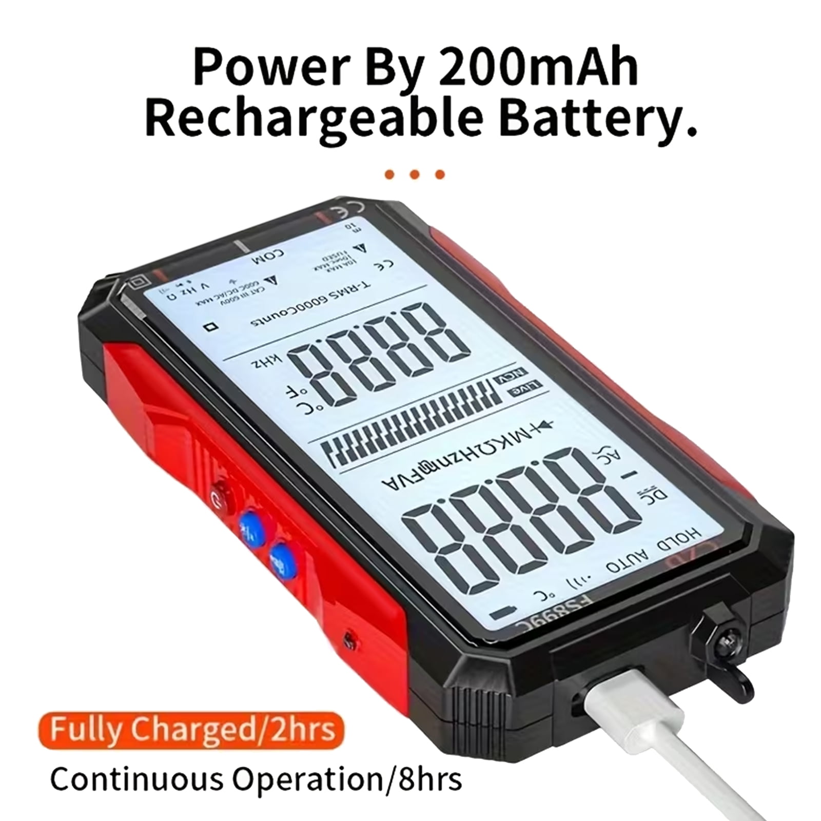 JAMCORAX USB Rechargeable Digital Multimeter with Large Screen,6000 Counts True RMS,Smart Digital Voltmeter for Automotive,Home and Industrial Use