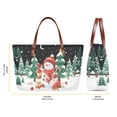 thumbnail image 5 of ZUXONGSY Snowman Christmas Tree Print Tote Bag with Lightweight Cosmetic Bags Wallet for Women PU Leather Top Handle Satchel Set with Multifunctional Makeup Pouch Card Holder for Travel Shopping, 5 of 5