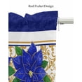 thumbnail image 5 of Blue Poinsettia Christmas Linen Curtain Valance for Bedroom/Bathroom/Kitchen/Office/Living/Dining Room Window,Xmas Botanical Floral Rod Pocket Topper Decorative Cafe Drapes Panel 42"x18", 5 of 6