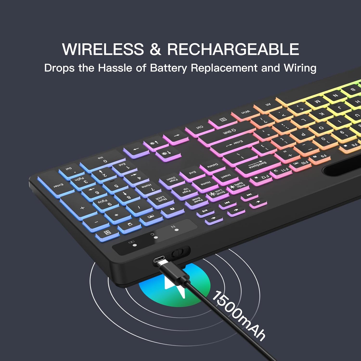 Marvo Wireless Gaming Keyboard with RGB Backlit and Phone Holder photo 6