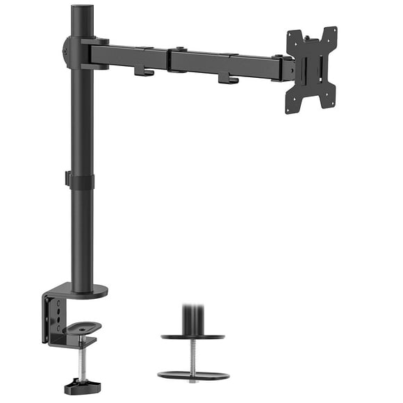 WALI Monitor Arm Mount for Desk, Single VESA Computer Desk Mount, Monitor Bracket Mount Stand Single, up to 27 inch, 22 lbs (M001), Black