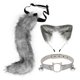 thumbnail image 1 of Diadema con orejas de gato y cola larga para disfraz de Halloween Gris, 1 of 9