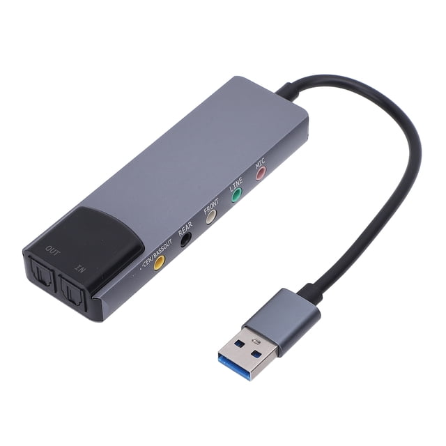 Crtynell External USB Sound Card Aluminum Alloy 2 Channels Optical Input Output