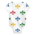 thumbnail image 2 of Colorful Mardi-gras Flowers Pattern Pure Cotton Bodysuit Short Sleeve Pajamas One-Piece Romper Unisex 9M, 2 of 6
