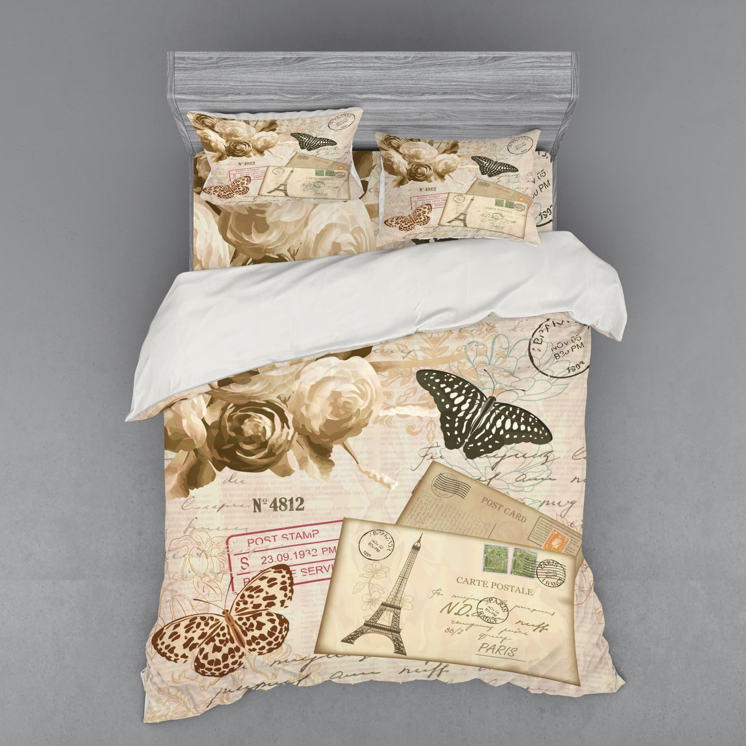 European Duvet Cover Set, Old Vintage Retro Style Lettering with