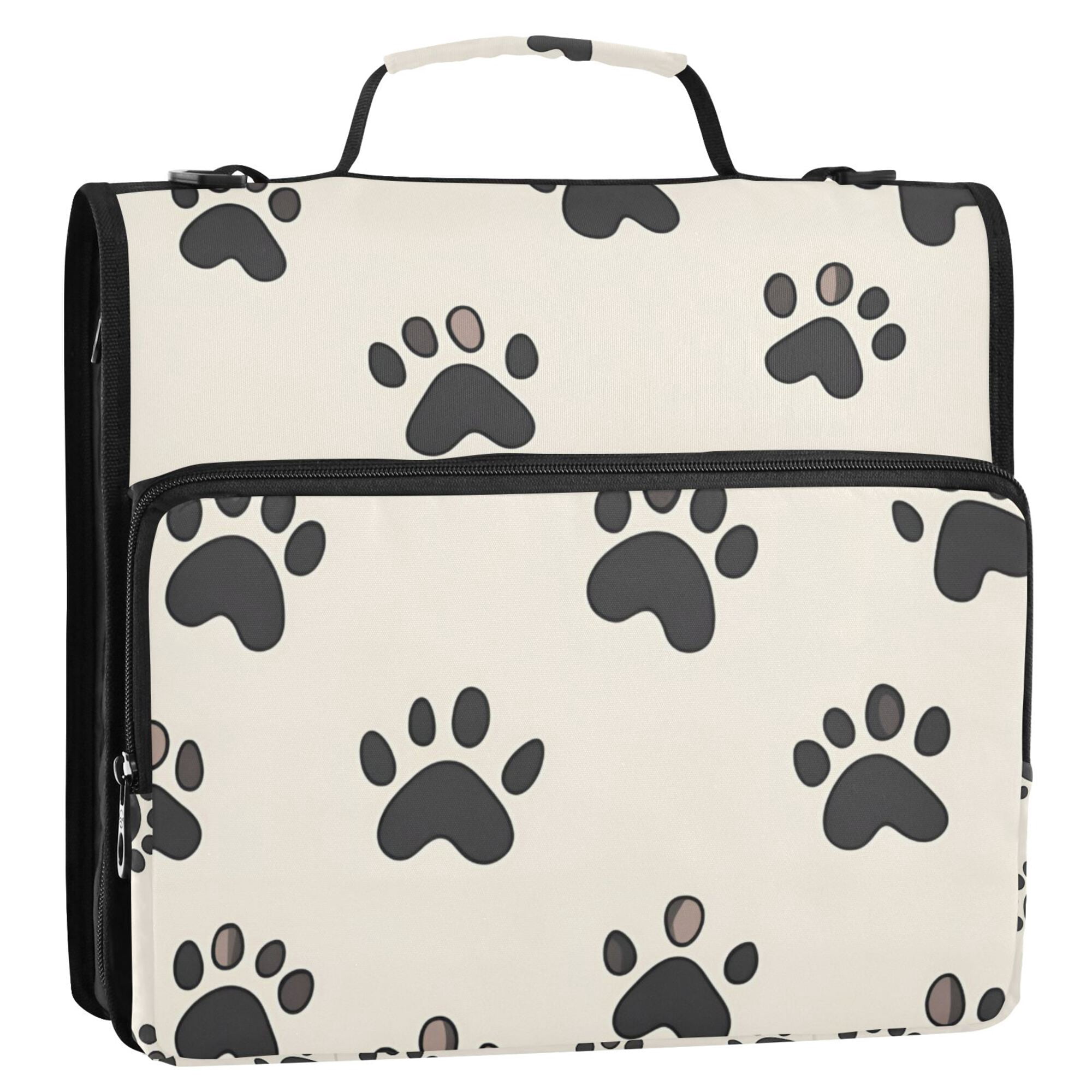 FORMRS Zipper Binder with Shoulder Strap 2-inch Ring 500 Sheet Capacity File Bag, Cute Cat Paw