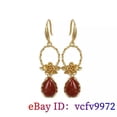 thumbnail image 2 of K-KED Red Jade Flower Earrings 925 Silver Delicate Jewelry Women Natural Gifts Accessories, 2 of 5
