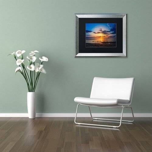 Trademark Fine Art 'Sunset Breakwater Lighthouse' Canvas Art by PIPA Fine Art, Black Matte, Silver Frame