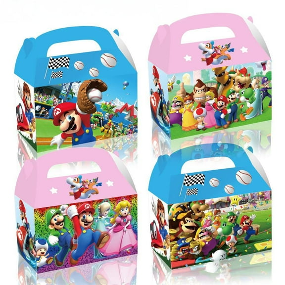 24 Pack Mario Boxes Party Favor Goodie Bag Boxes for Candy Treats Goody Cookie Toys for Birthday Party, 6.2 x 3.7 x 3.7 Inches