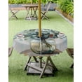 thumbnail image 4 of nqOlkjepod Spring Eucalyptus Outdoor Tablecloth with Umbrella Hole & Zipper, Pastoral Botanical Leaf Retro Rustic Round Table Cover 60 Inch, Dining Waterproof Table Cloth Protector for Patio/Party, 4 of 7