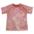 thumbnail image 6 of mgoYE Kids Boys Girls Metallic Shiny T-Shirt Dance Tops Short Sleeves Loose T-Shirt for Performance(Red,3-4 Years), 6 of 6
