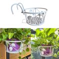 thumbnail image 4 of ing Railing Planter Baskets Flower Pot Holder er Iron Potted Plants Rack White, 4 of 8