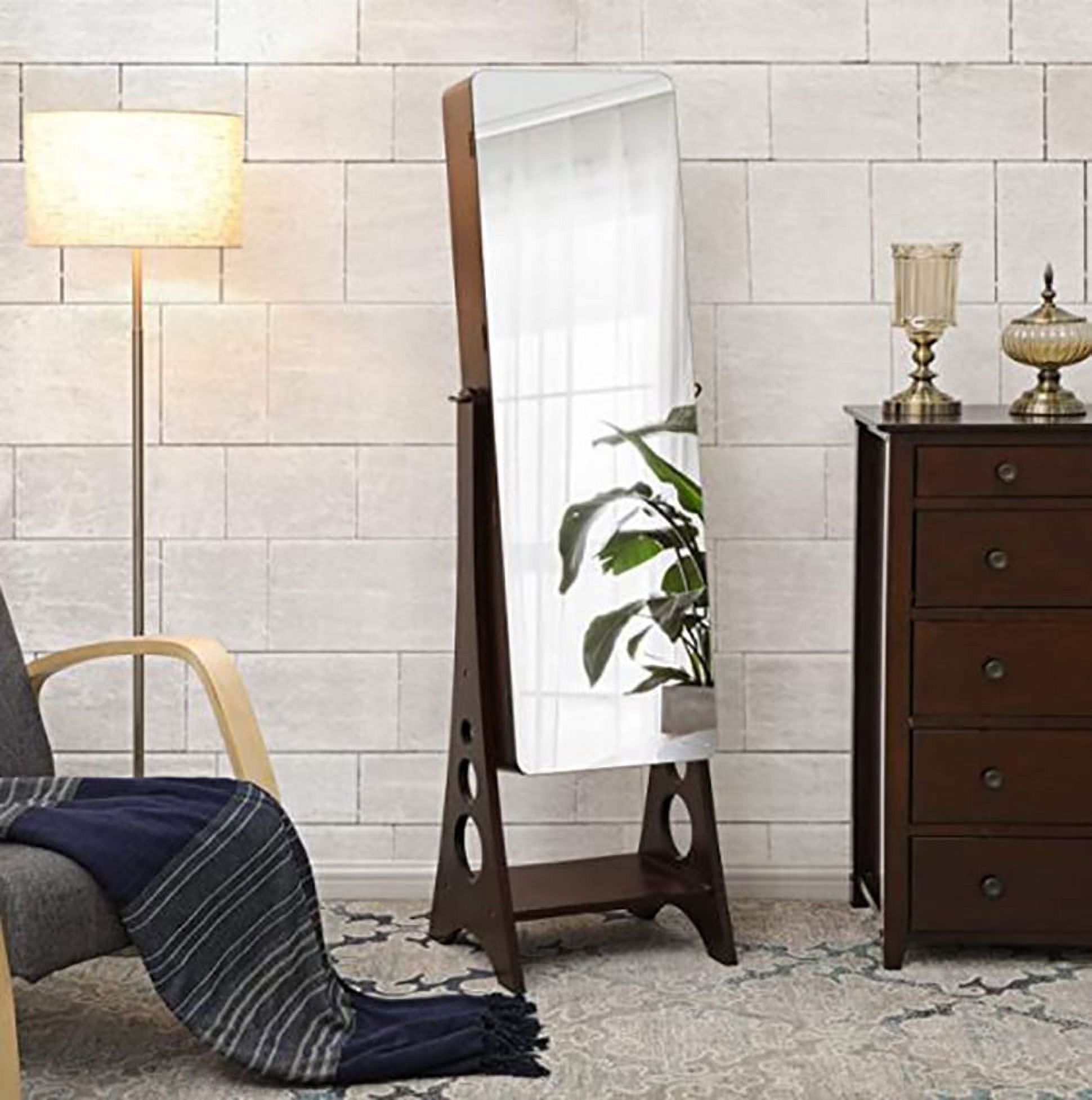 Hives and Honey Aria Jewelry Storage Full Length Mirror - Stylish, Functional & Space-Saving Organizer, Walnut