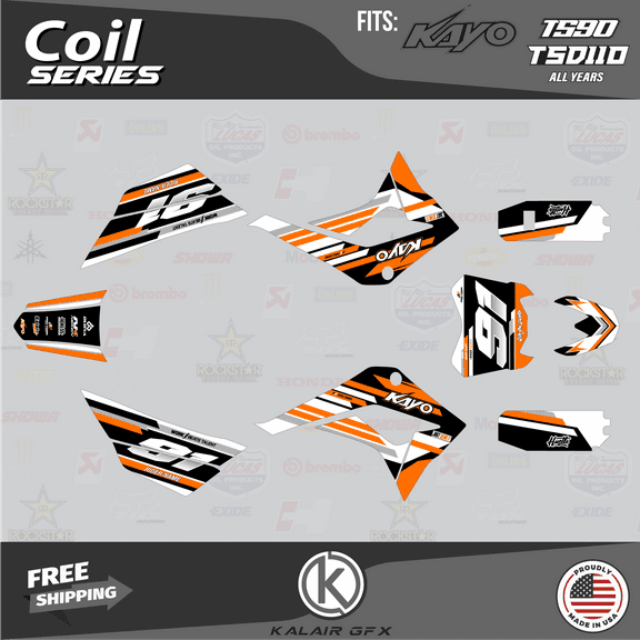Kalair GFX Graphics Kit for Kayo Kayo Pit Bike TS90 and TSD110 (All Years) Coil Series
