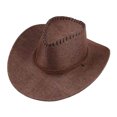 thumbnail image 2 of Joernso Western Cowboy Hat with Windbreak Rope for Men, Wide Brim Linen Sun Hat for Outdoor Travel, Halloween Cosplay Costume, Breathable Fedora Hats for Party, 2 of 8