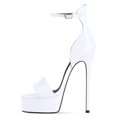 thumbnail image 2 of YDN Women's Elegant Open Toe Platform Sandals Strap Buckles Sky High Heels Stilettos Shoes for Summer Holiday Party Size 12 White, 2 of 4