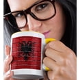 thumbnail image 2 of 3dRose, National flag of Albania painted onto a brick wall albanian, 11oz Two-Tone Yellow Mug, 2 of 7