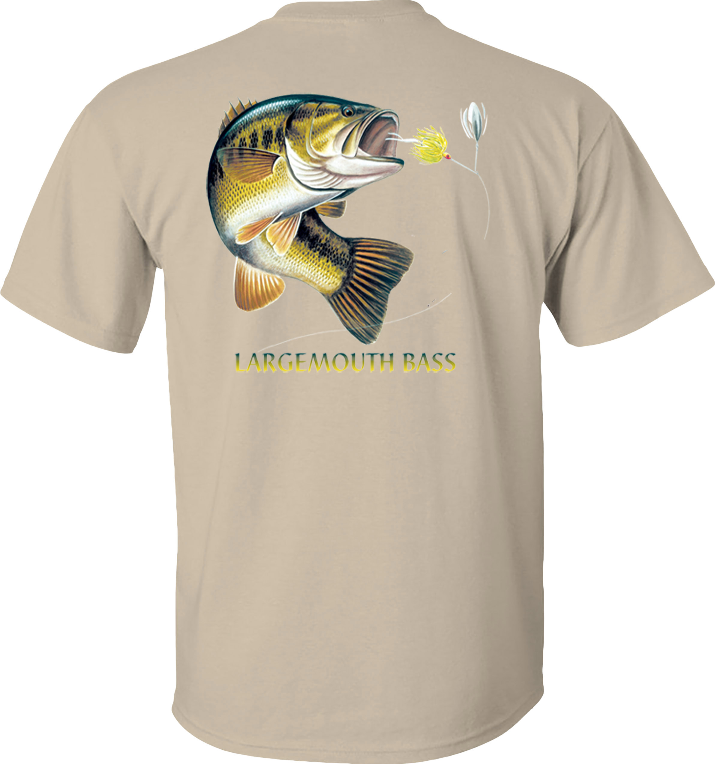 Fair Game Largemouth Bass T-Shirt, combination profile, Fishing Graphic  Tee-Sand-L