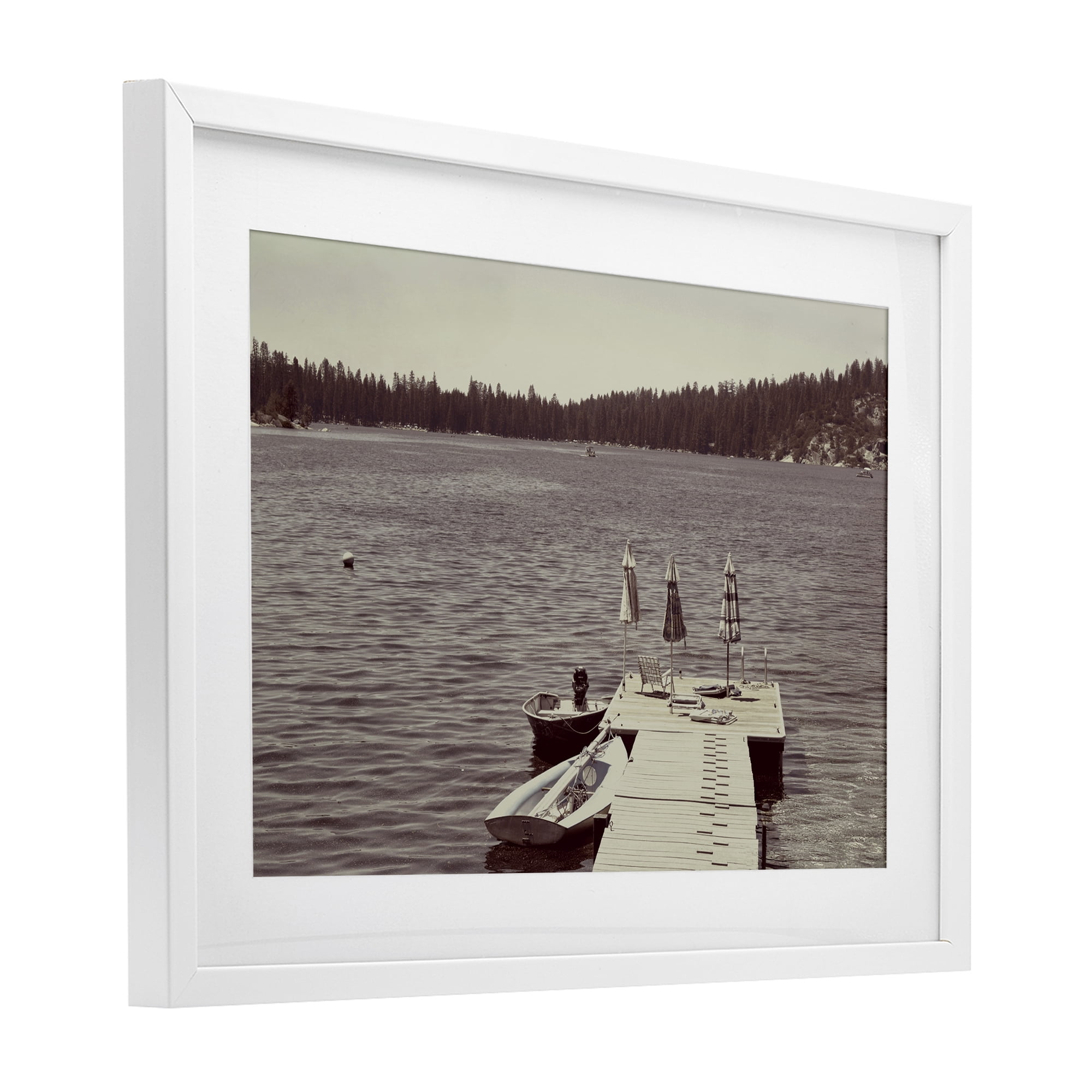 Stupell Industries Vintage Lake Life Dock White Framed Print Under Glass, design by Gemma Bardot
