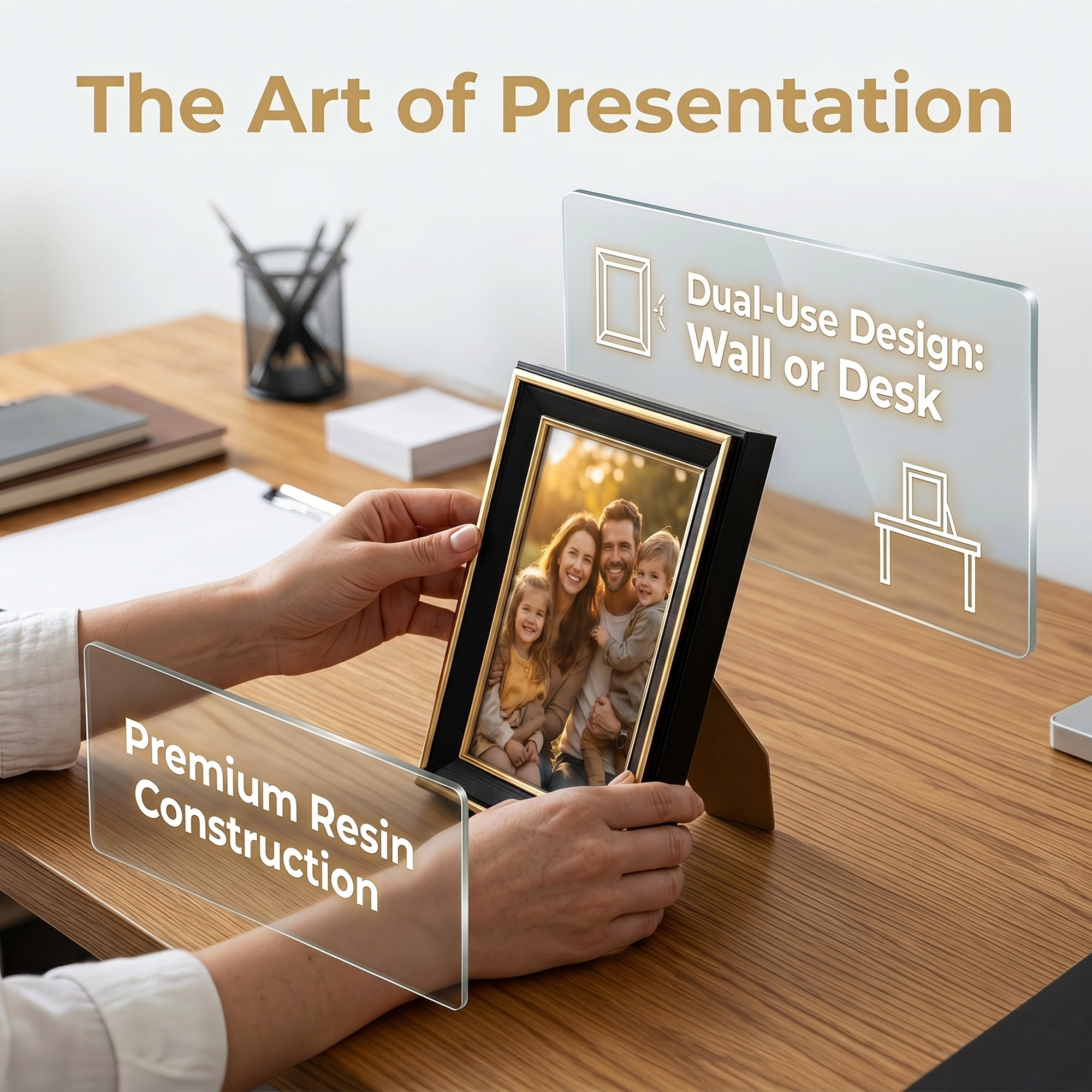Unique Bargains Classic Resin Gallery Wall Decor Picture Frame Black Gold 4" x 6"