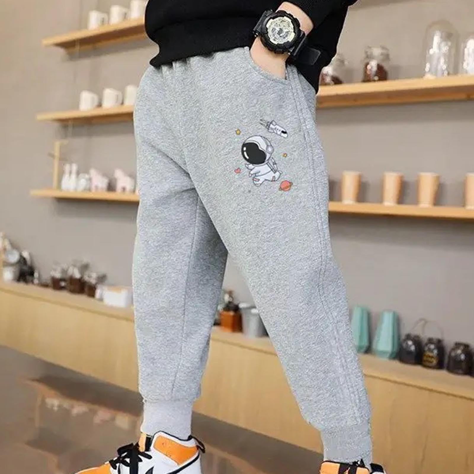 Eltusu Toddler Boys Cotton Sweatpants Elastic Waist Casual Running Elastic Bottom Jogger Pants Gray Size 5 T