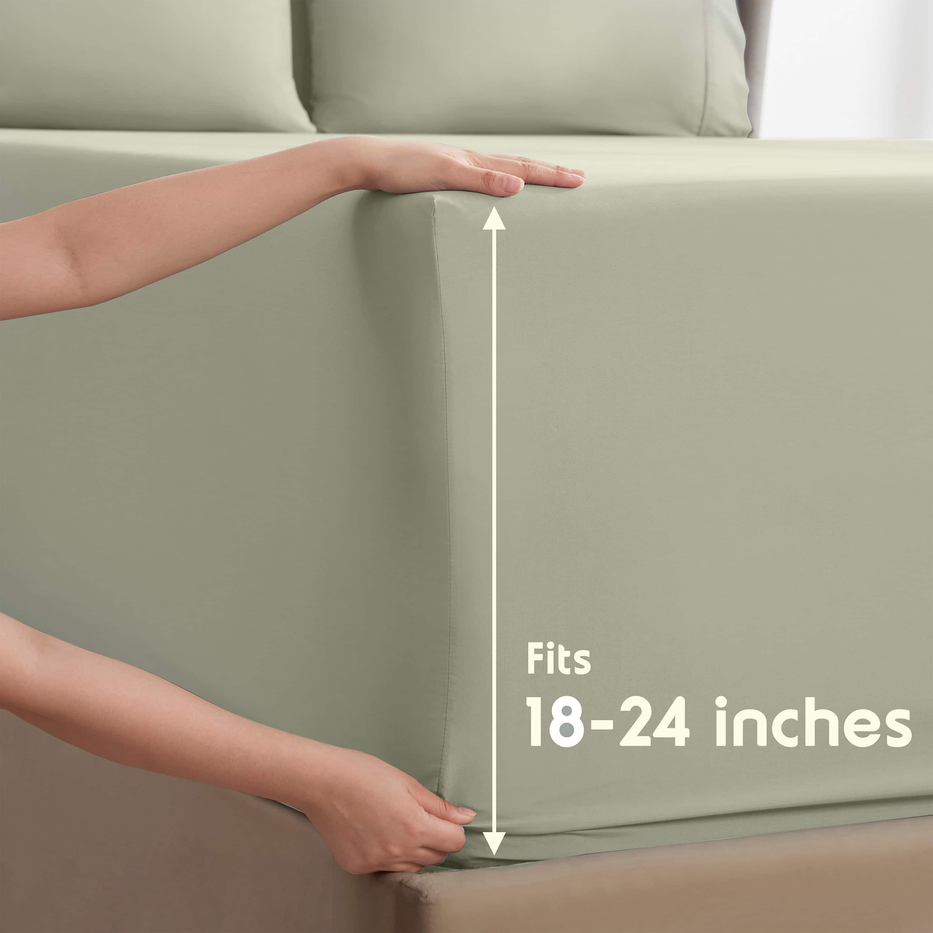 LammaLoe Extra Deep Pocket California King Sheets set, Fits 18"-24" Mattress, 6 Piece Soft Microfiber Bed Sheet Sets, Light Sage Green