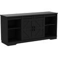 thumbnail image 5 of SSyao Bar Cabinet with Barn 2 Sliding Doors Buffet Farmhouse Storage Cabinet TV Stand (Black), 5 of 11