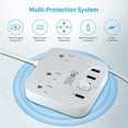 thumbnail image 4 of European Travel Plug Adapter, FOVAL EU UK US Power Strip with USB C and 4 USB Ports, 3 AC Outlets, Wall Mountable, 5ft Extension Cord, Compact for Travel, Cruise Ship, Home Office (White), 4 of 8