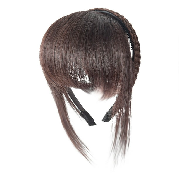 Fiudx Ofertas Flash Artículos En Oferta Peluca De Moda Flequillo De Aro Para El Cabello Trenza todo En Uno Cuernos De Aro Pelucas Con Flequillo Reposición De Cabello Cortinas Falsas Diadema Trenzada