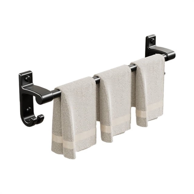 Toallero de baño con ganchos, perchero de aluminio for pared, sin necesidad de taladrar.