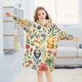 thumbnail image 5 of FORMRS Wearable Blanket Hoodie with Sleeves for Kids Cozy Flannel Sweatshirt, Floral Animals, 5 of 7