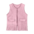 thumbnail image 2 of ATOGUTA Toddler Vest Casual Sleeveless Kids Short Faux Leather Outwear Blouse Pink, Kids Jackets 3T-12, 2 of 5
