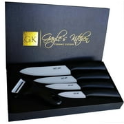 5-Piece Black Ceramic Knife Set - Kitchen Knife Set - Black Handles. Includes 3, 4, 5, 6 inch Ceramic Blades, Matching Sheaths and a Matching Vegetable Peeler in a Black Gift Box