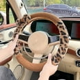 thumbnail image 5 of Plush Leopard Print Steering Wheel Cover Fuzzy Bow Tie Brown Universal 15 Inches Car Steering Wheel Protector for Car Accessories Warm Soft Anti-Slip, C, 5 of 7