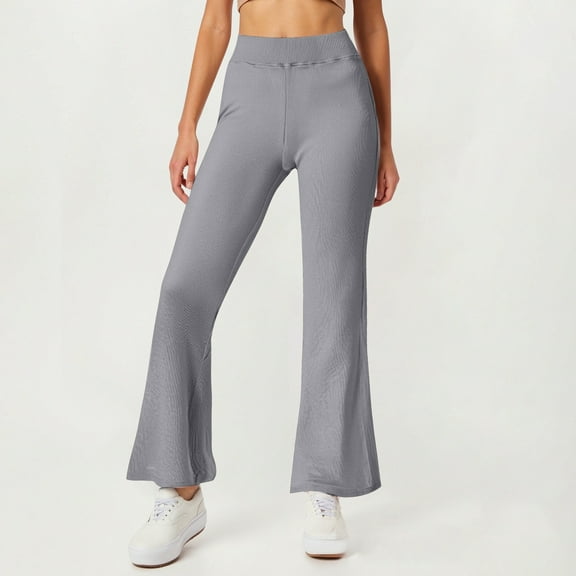 SNKSDGM Women's Plus Sweatpants Women Petite Short with Pockets Beach Pants for Women Petite Length Casual Shopping High Waist Knit Flared Pants Slacks Women L