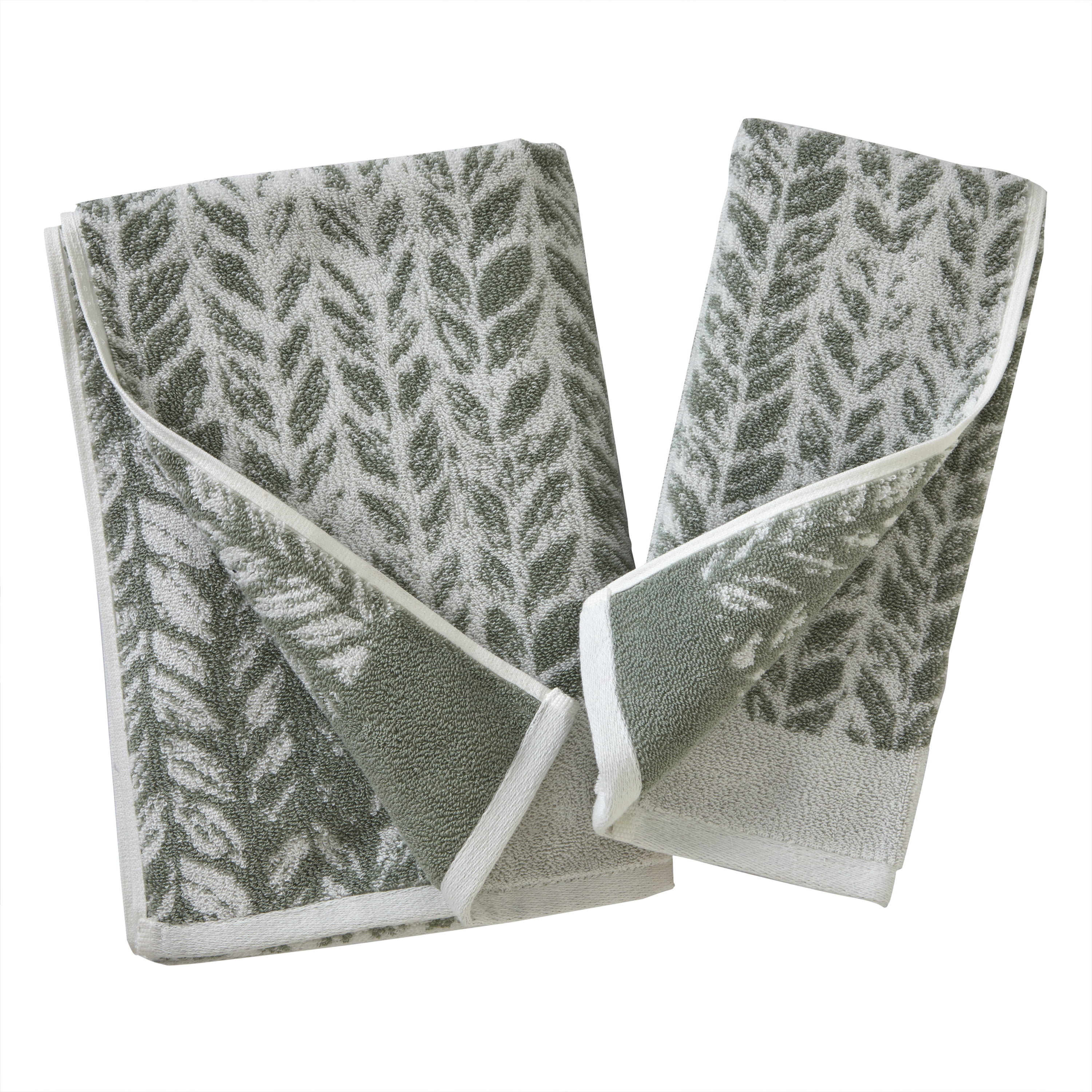 SKL Home Distressed Leaves Hand Towel (2-Pack),Sage