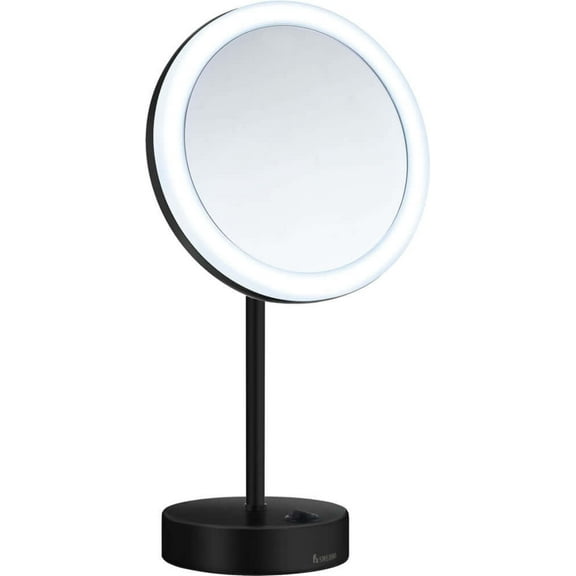 Smedbo 5x Free-Standing Battery Operated Makeup Mirror with Light - 3 Finishes