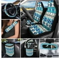 thumbnail image 2 of Jeiento Southwest Aztec Car Seat Covers Front Back Seats Set 15 Piece Steering Wheel Cover Seatbelt Cushion Pad Trash Bin Air Vent Pocket Rearview Mirror Cover Blue Cup Holder Key Chain, 2 of 7