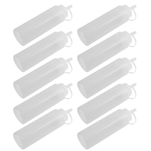 Juego De Dispensador De Condimentos, Control De Volumen De PE De , Boquilla Estrecha, Fácil Recarga, , Amarillo, Rojo, 240ml, 10 Uds., Crema De Aceite, Salsa De Vinagre