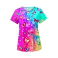 thumbnail image 2 of Camisa con cuello en V para mujer, top exfoliante de uniforme de enfermera, uniforme de trabajo de enfermera de manga corta, top exfoliante Vistoso, 2 of 8