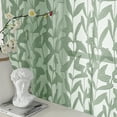 thumbnail image 6 of OVZME Leila 2PCS Sage Green Extra Long 120 Inches Sheer Curtains, Voile Jacquard Leaf Textured Semi-Sheer Drapes, Farmhouse Style with Rod Pocket for Living Room & Bedroom, 52" W x 120"L, Sage Green, 6 of 7
