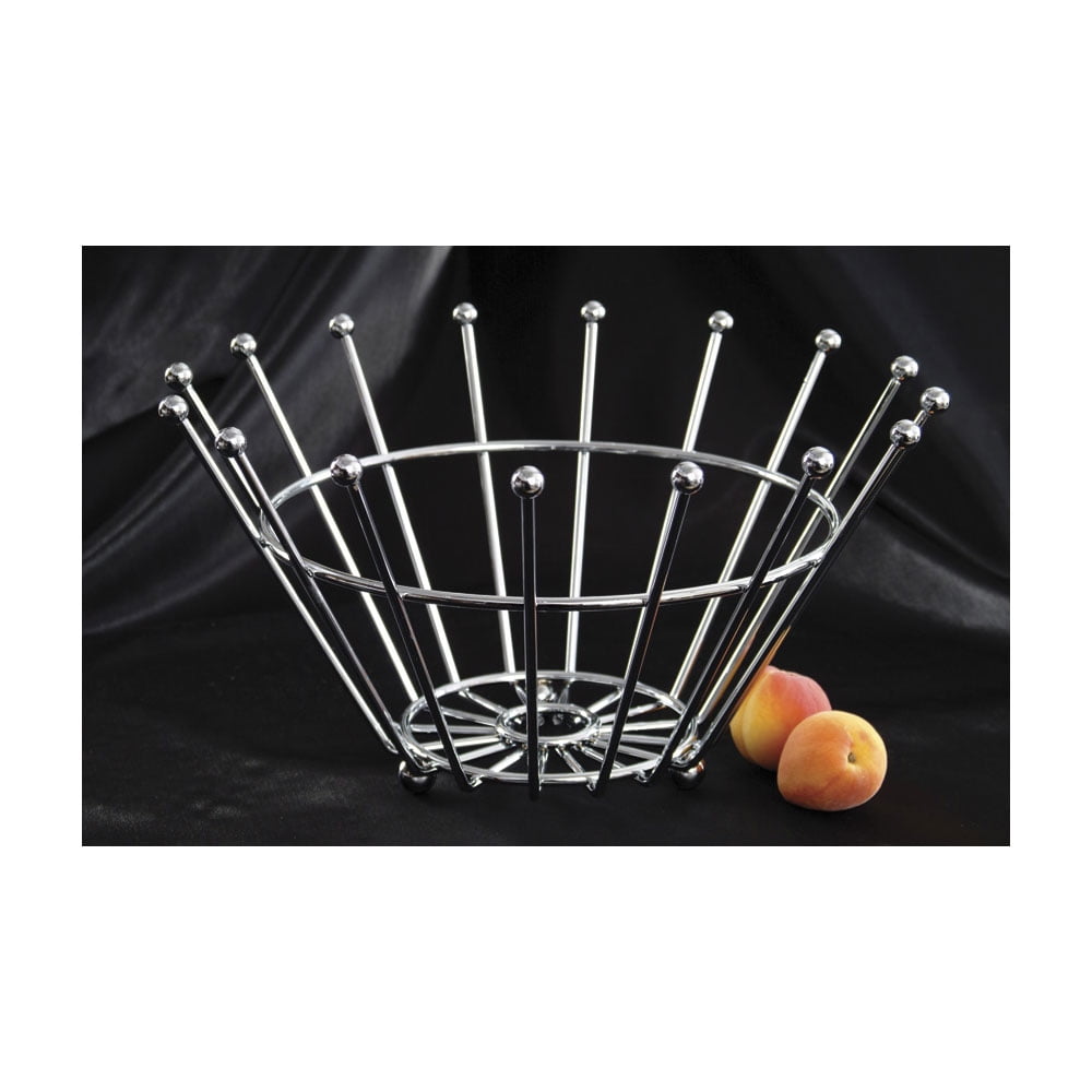 Wire Baskets Chrome 14 Inch Round Chrome Wire Basket w/ Ball Design 5.