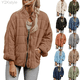 thumbnail image 2 of Chaqueta de manga larga a cuadros para mujer, cárdigan holgado con cremallera, informal, color verde liso, invierno, 2024, 2 of 5