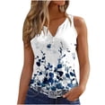 thumbnail image 2 of Aloohaidyvio Tops for Womens，Womens Tank Summer Printed Buttons Sleeveless V-Neck Casual Blouse Button Tunic Tops, 2 of 5