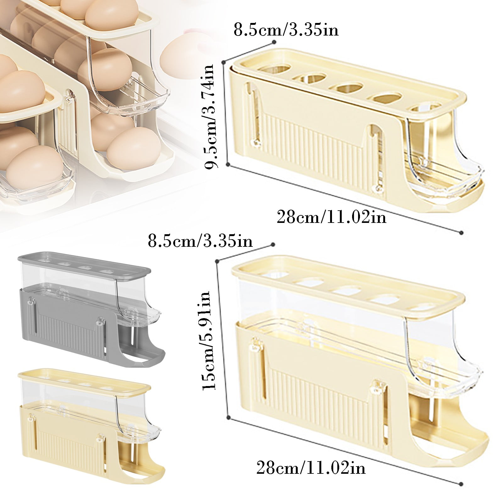 LKZQHMC Auto Rolling Fridge Egg Organizer, Space Saving Eggs Dispenser for Refrigerator Storager, Home Egg Holder, 1 Pc