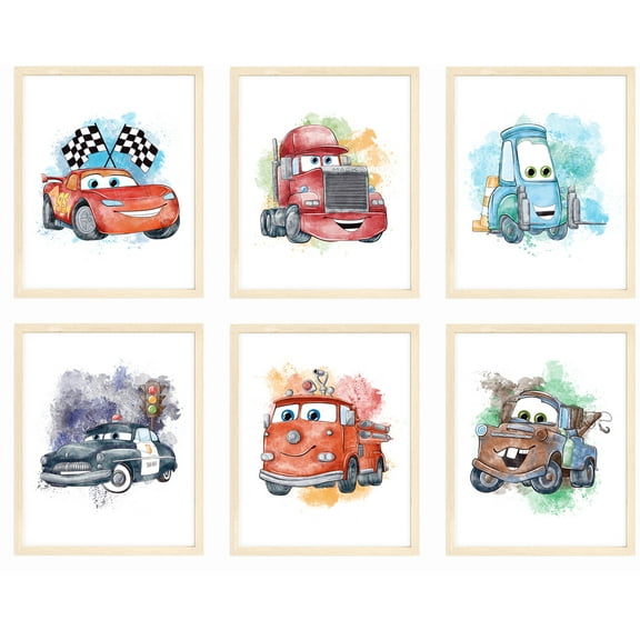 Nistio® Cars Movie Poster Prints, Cars Movie Poster Wall Art Decor, Lightning McQueen, Set of 6, 8x10 inches (Unframed)