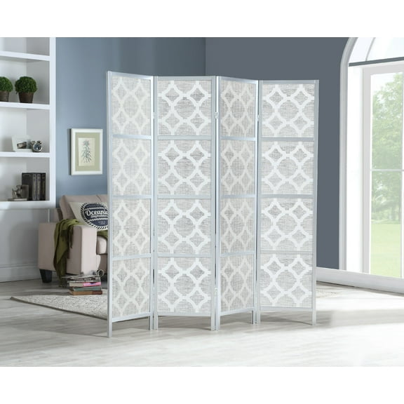 Roundhill Quarterfoil Infused Diamond Design 4 Panel Room Divider