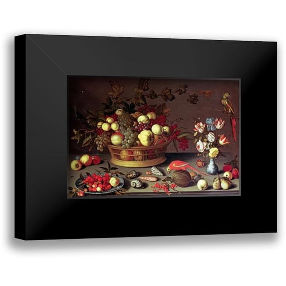 Van Der Ast, Balthasar 14x11 Black Modern Framed Museum Art Print Titled - A Basket of Grapes and Other Fruit