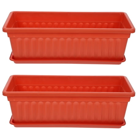 BESTYASH Set of 2 Dark Red Plastic Planter Boxes for Balcony and Garden and Sun-Resistant Flower Pots