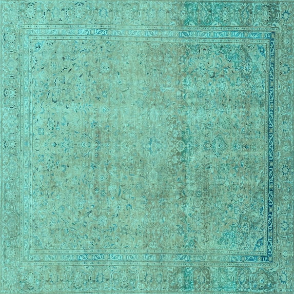 Ahgly Company Indoor Square Abstract Light Blue Modern Area Rugs, 6' Square